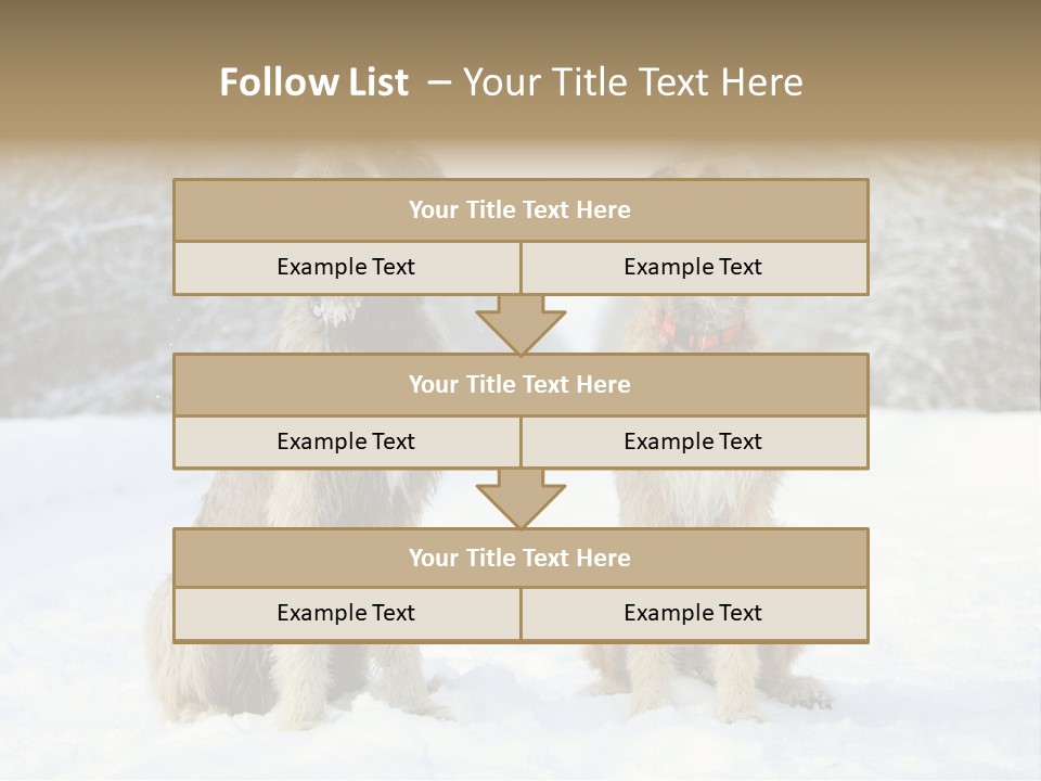 Two Dogs Sitting In The Snow With Trees In The Background PowerPoint Template
