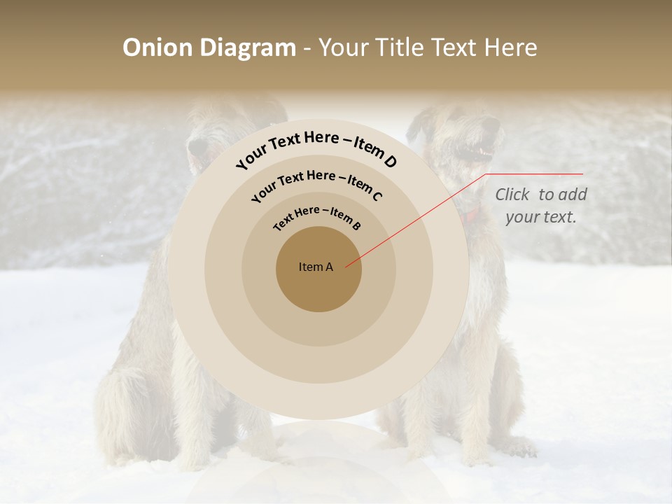 Two Dogs Sitting In The Snow With Trees In The Background PowerPoint Template