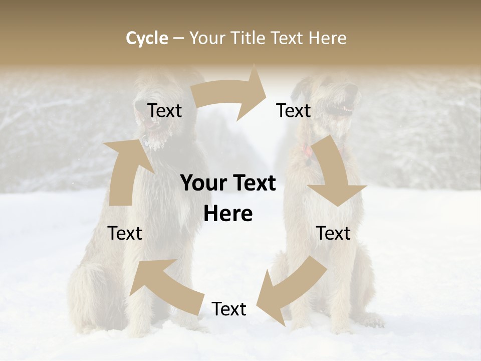 Two Dogs Sitting In The Snow With Trees In The Background PowerPoint Template