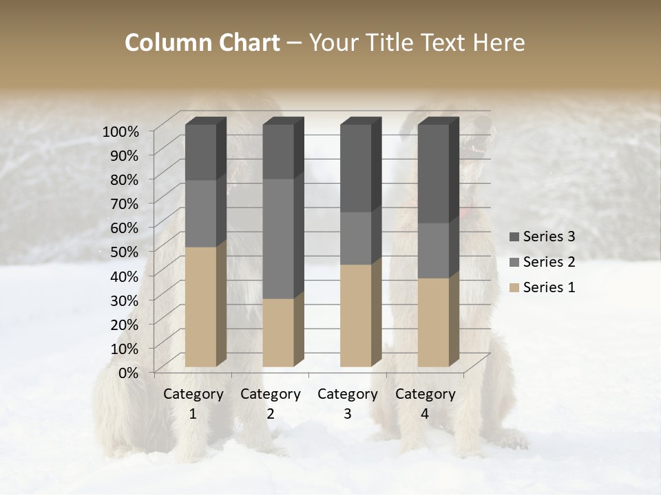 Two Dogs Sitting In The Snow With Trees In The Background PowerPoint Template