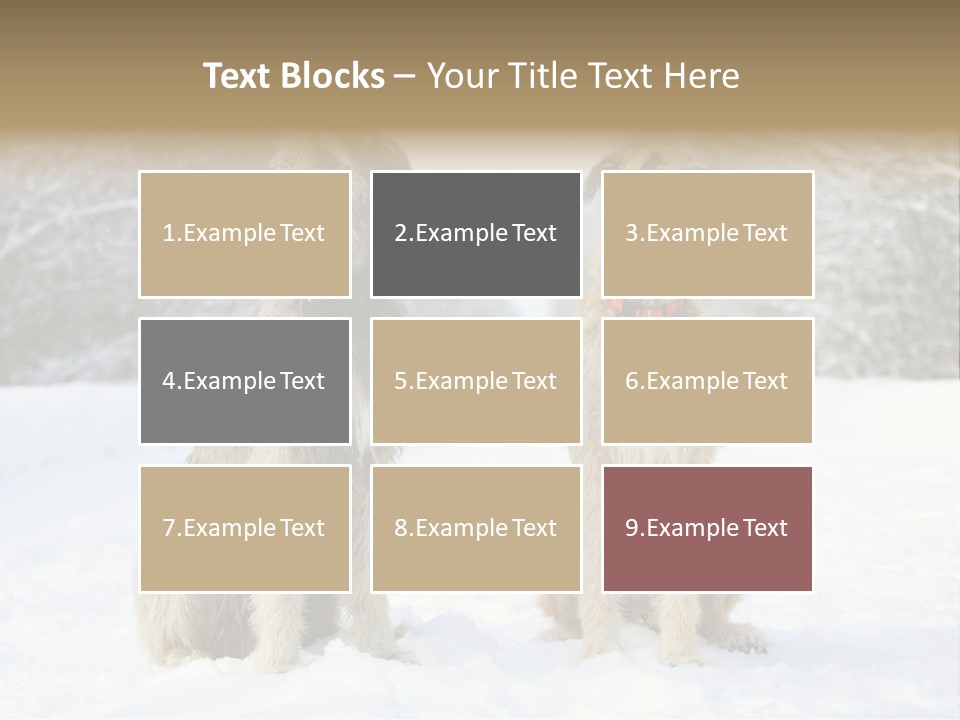 Two Dogs Sitting In The Snow With Trees In The Background PowerPoint Template