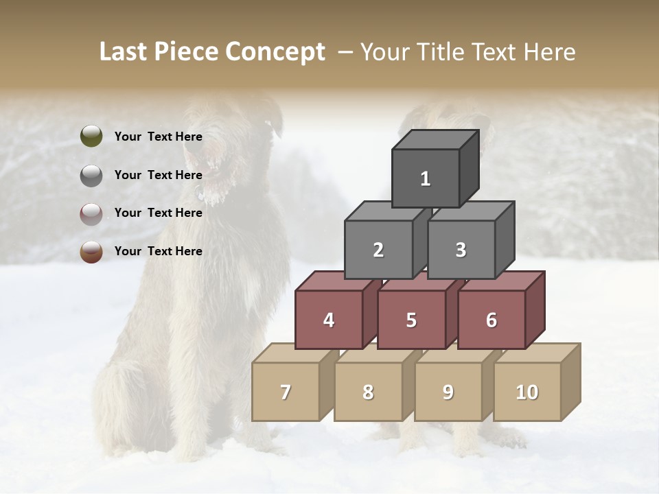 Two Dogs Sitting In The Snow With Trees In The Background PowerPoint Template