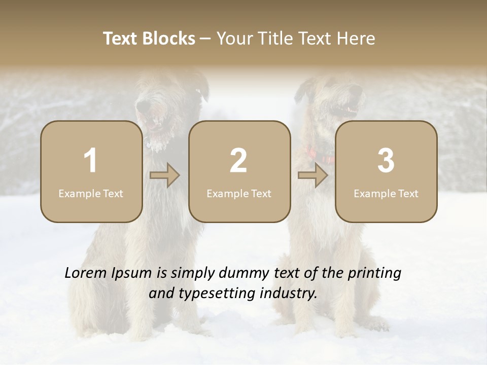 Two Dogs Sitting In The Snow With Trees In The Background PowerPoint Template