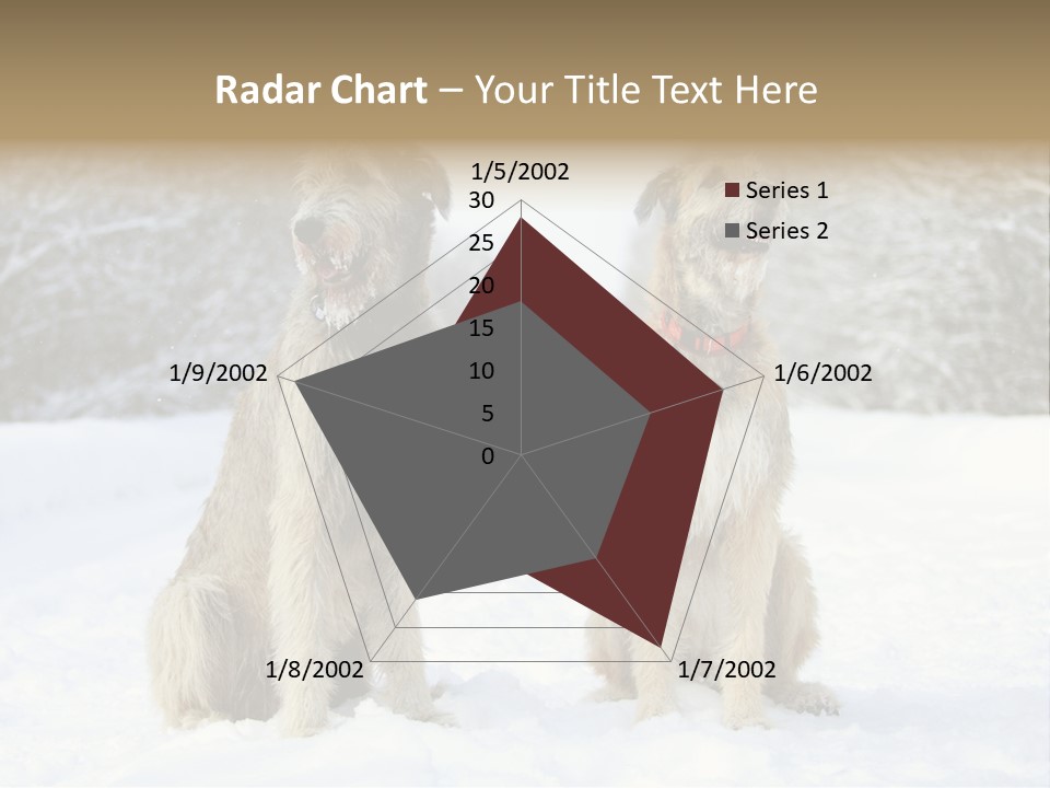 Two Dogs Sitting In The Snow With Trees In The Background PowerPoint Template