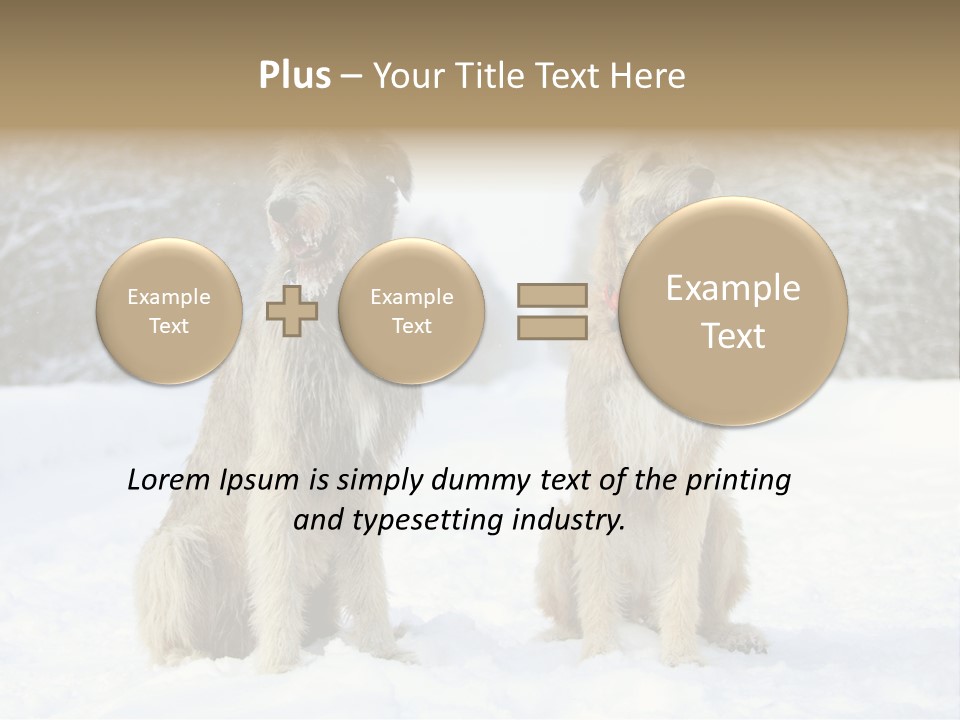 Two Dogs Sitting In The Snow With Trees In The Background PowerPoint Template