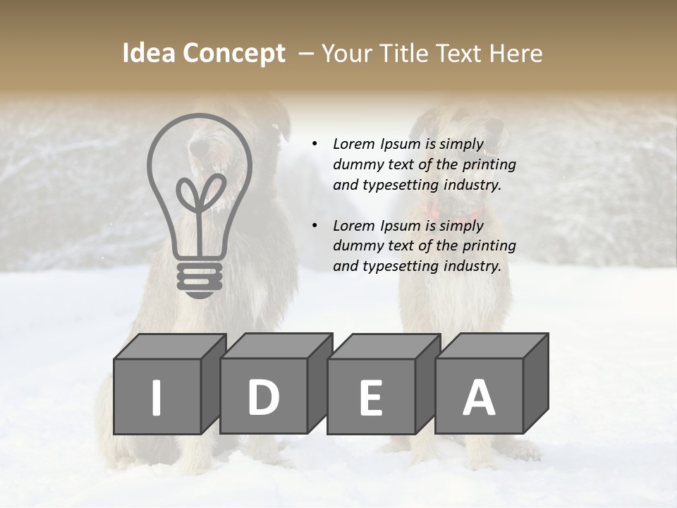 Two Dogs Sitting In The Snow With Trees In The Background PowerPoint Template