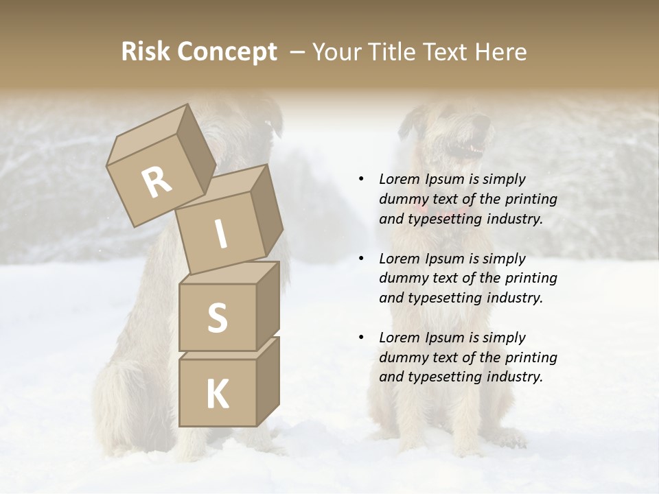 Two Dogs Sitting In The Snow With Trees In The Background PowerPoint Template