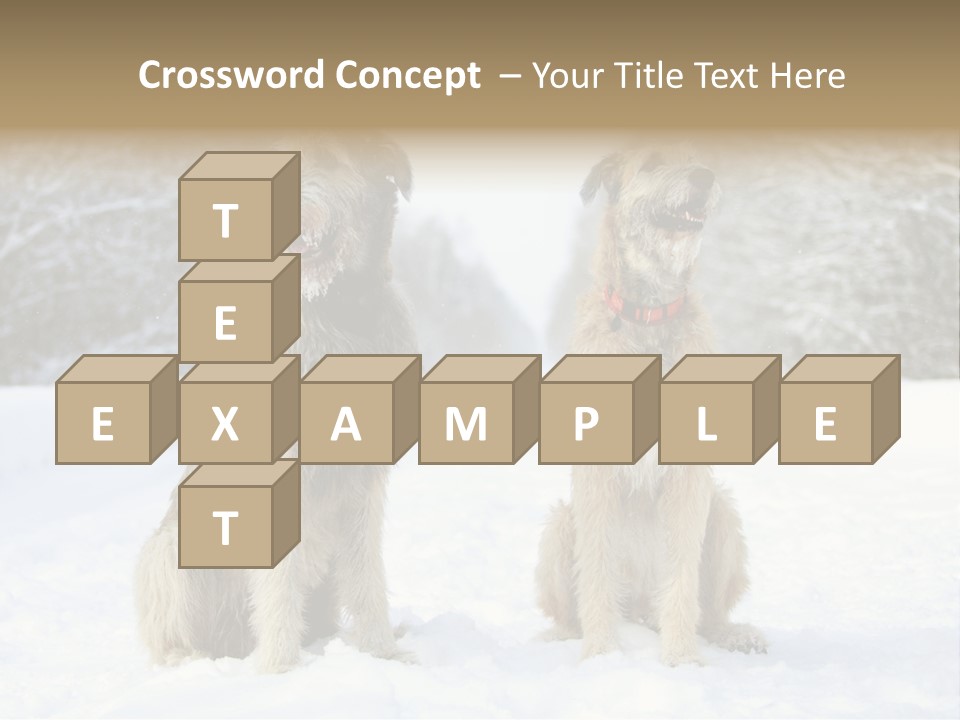Two Dogs Sitting In The Snow With Trees In The Background PowerPoint Template