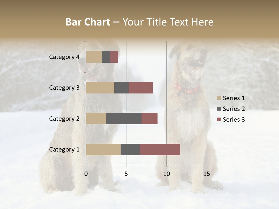 Two Dogs Sitting In The Snow With Trees In The Background PowerPoint Template