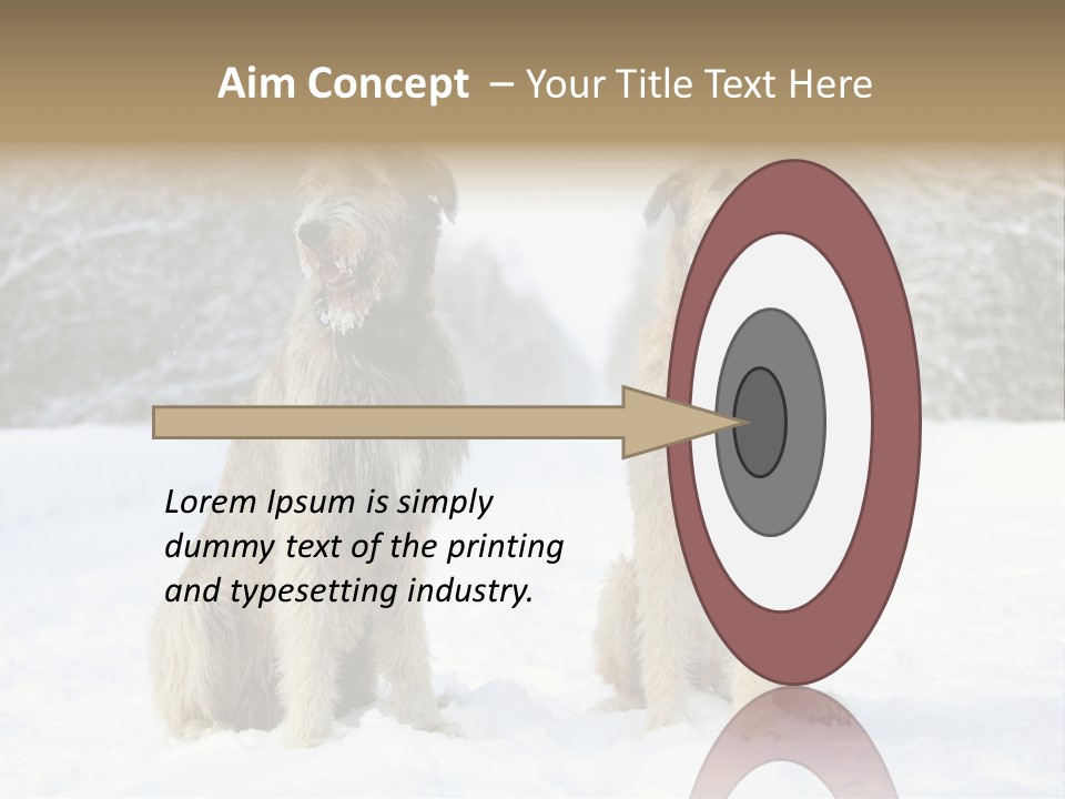 Two Dogs Sitting In The Snow With Trees In The Background PowerPoint Template
