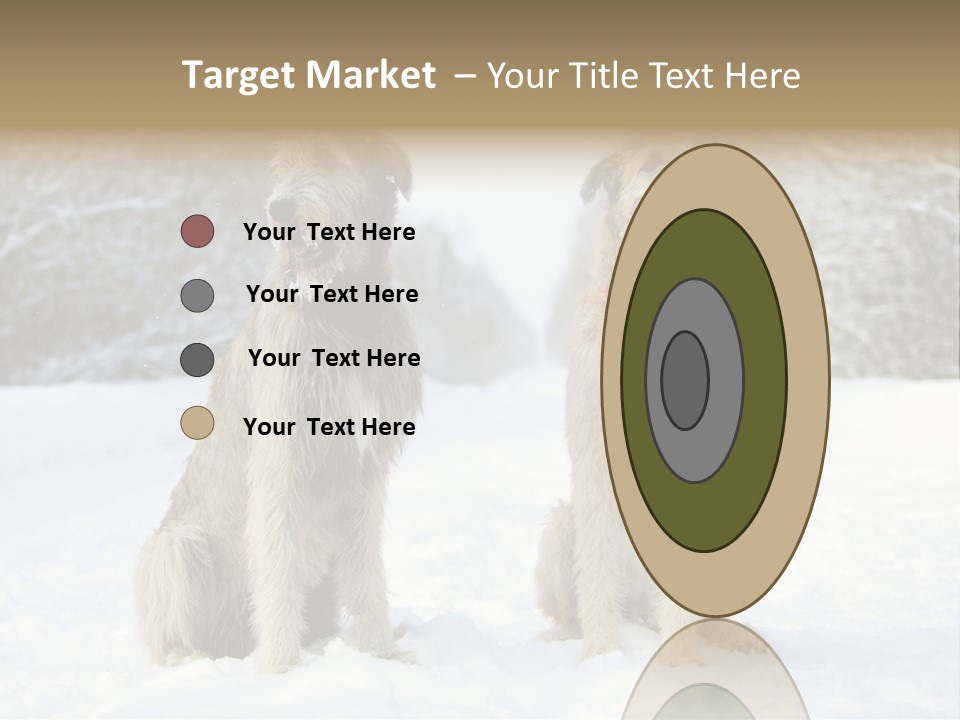 Two Dogs Sitting In The Snow With Trees In The Background PowerPoint Template
