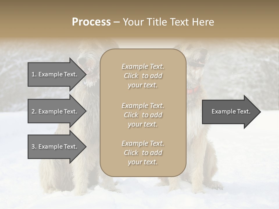 Two Dogs Sitting In The Snow With Trees In The Background PowerPoint Template