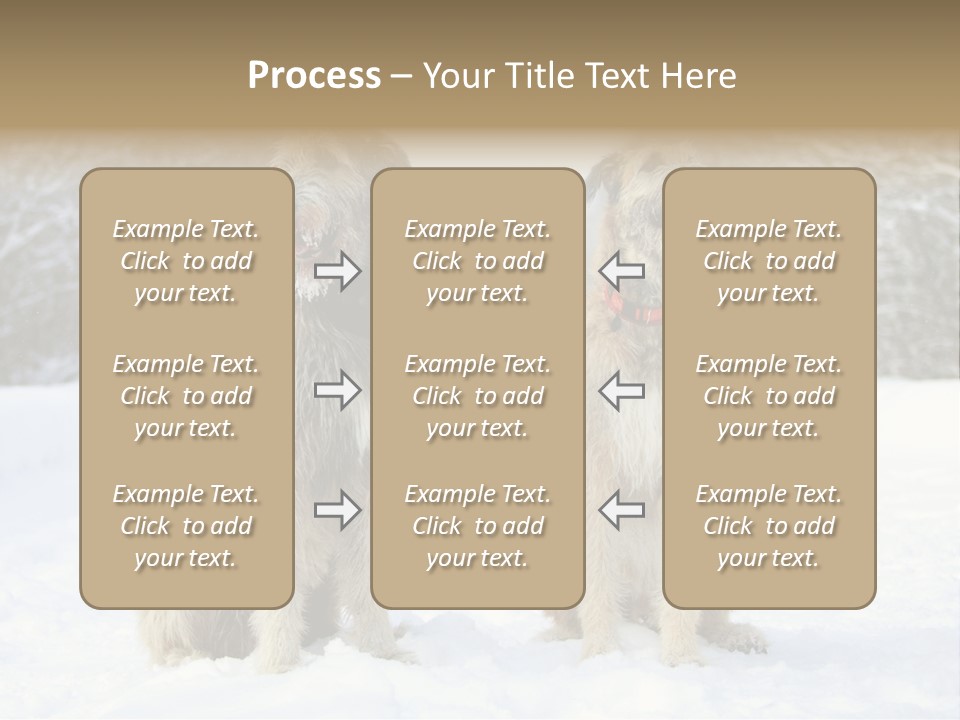 Two Dogs Sitting In The Snow With Trees In The Background PowerPoint Template