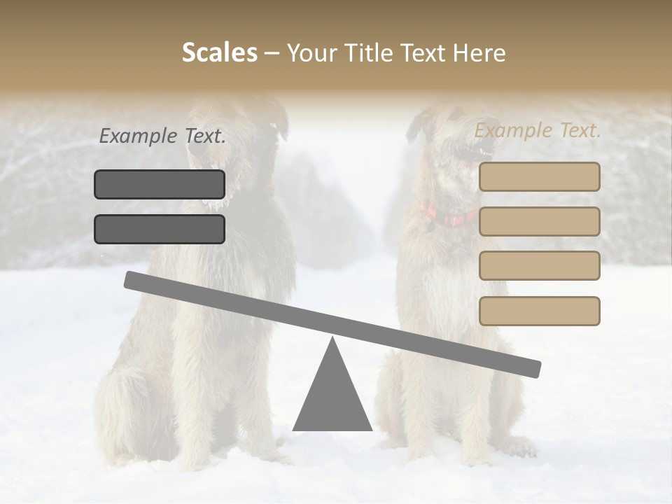 Two Dogs Sitting In The Snow With Trees In The Background PowerPoint Template
