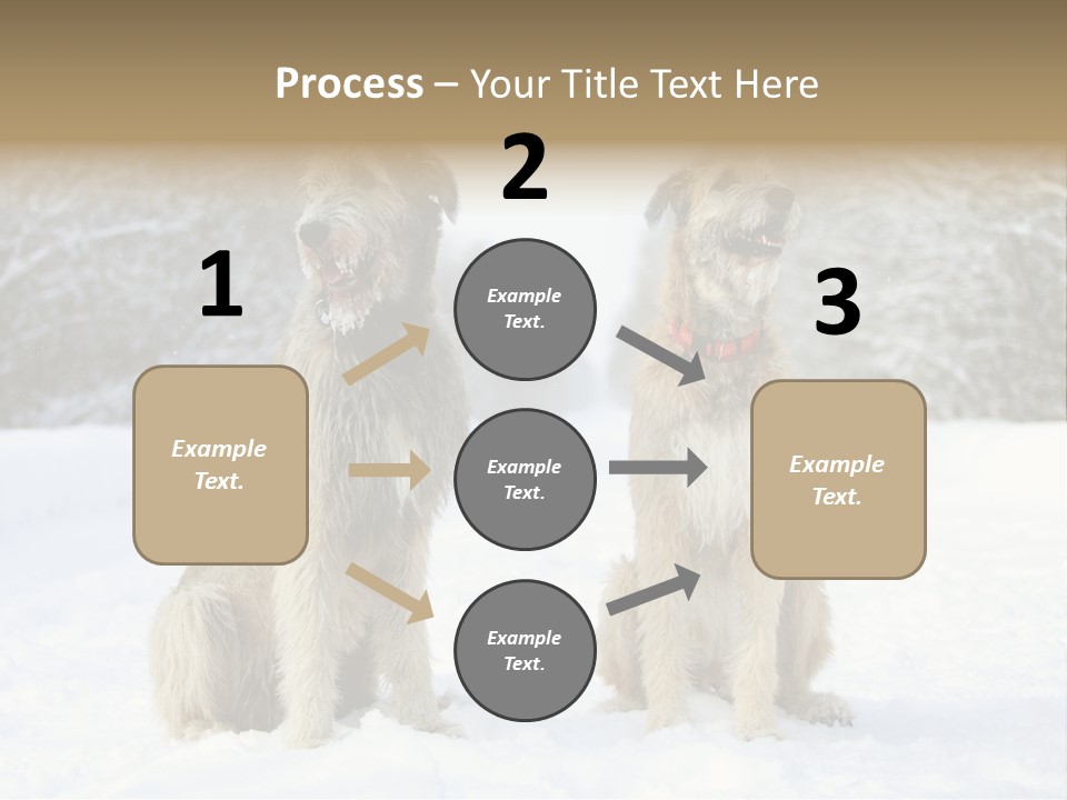 Two Dogs Sitting In The Snow With Trees In The Background PowerPoint Template