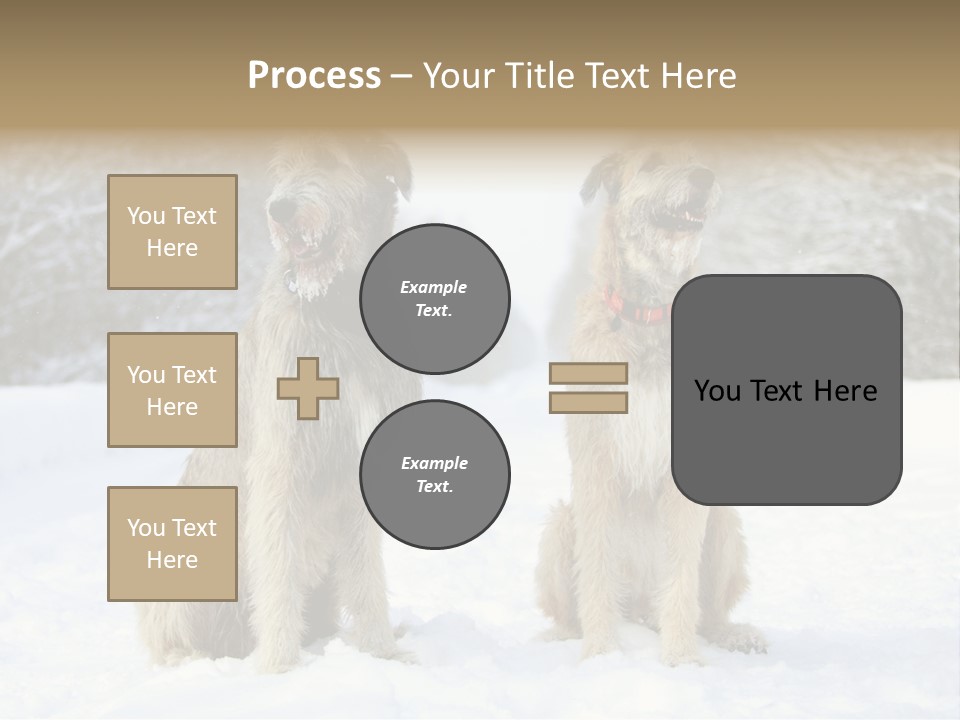 Two Dogs Sitting In The Snow With Trees In The Background PowerPoint Template