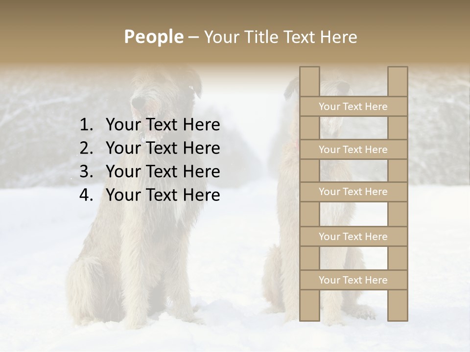 Two Dogs Sitting In The Snow With Trees In The Background PowerPoint Template