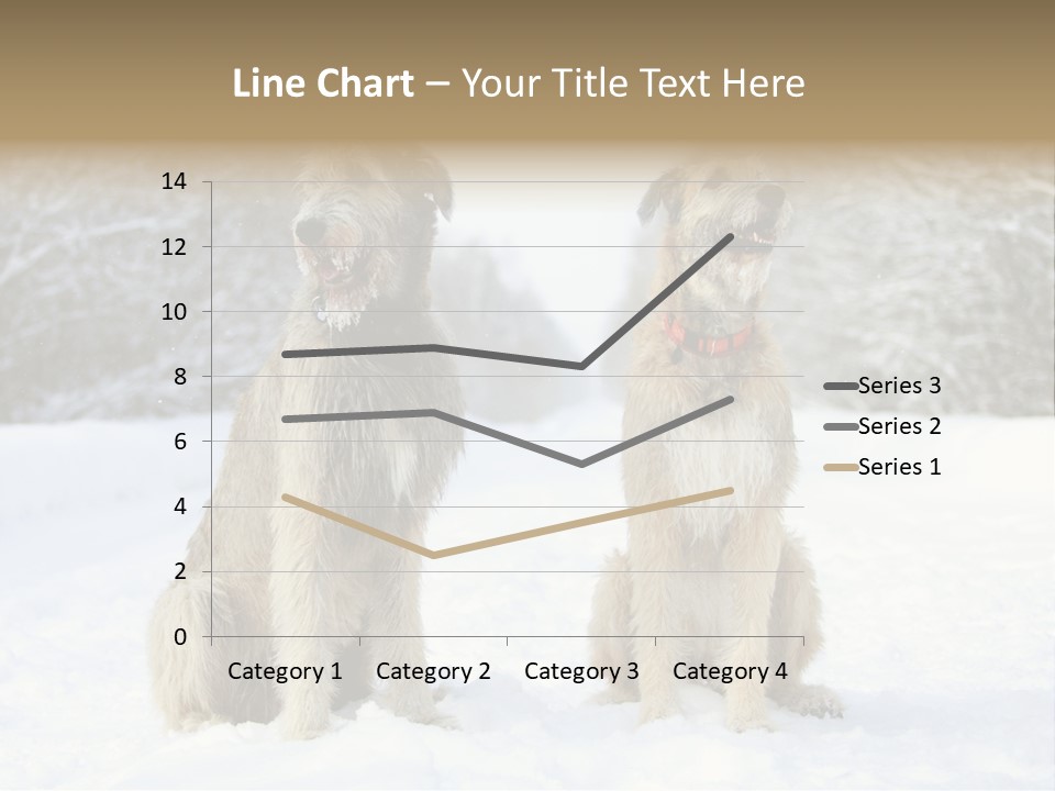 Two Dogs Sitting In The Snow With Trees In The Background PowerPoint Template
