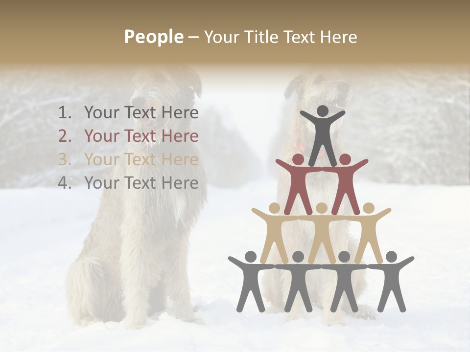 Two Dogs Sitting In The Snow With Trees In The Background PowerPoint Template