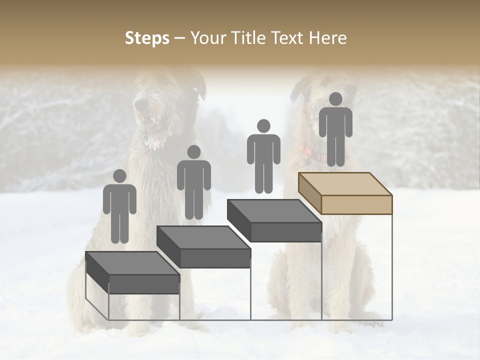 Two Dogs Sitting In The Snow With Trees In The Background PowerPoint Template