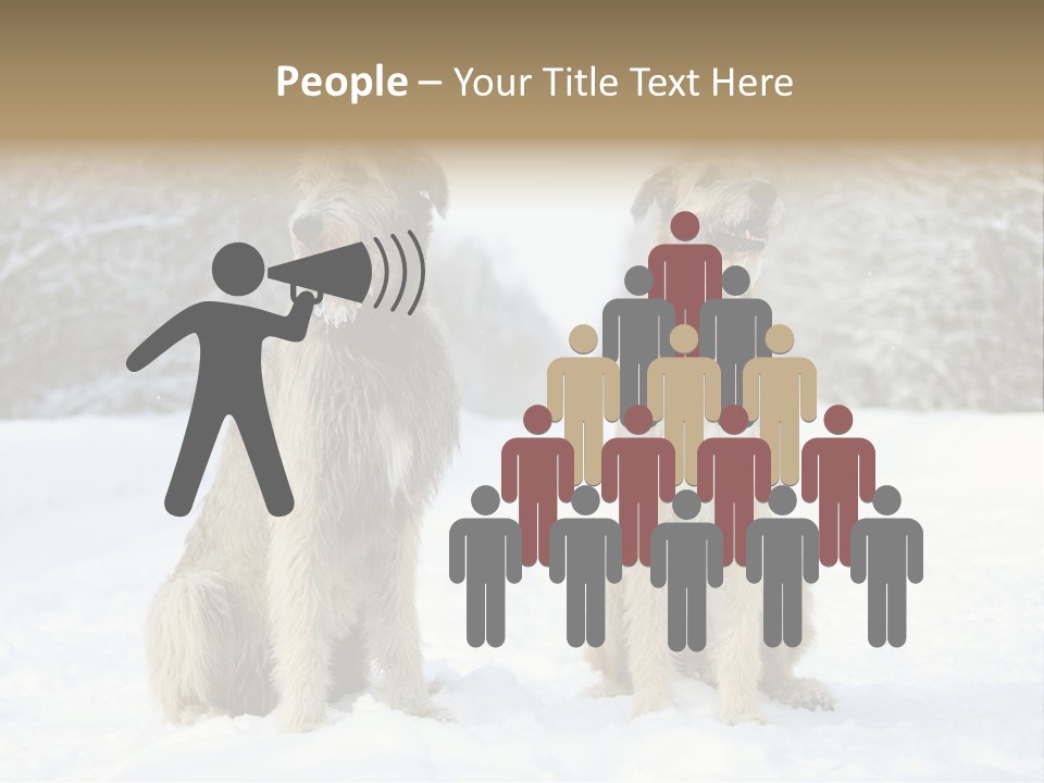 Two Dogs Sitting In The Snow With Trees In The Background PowerPoint Template