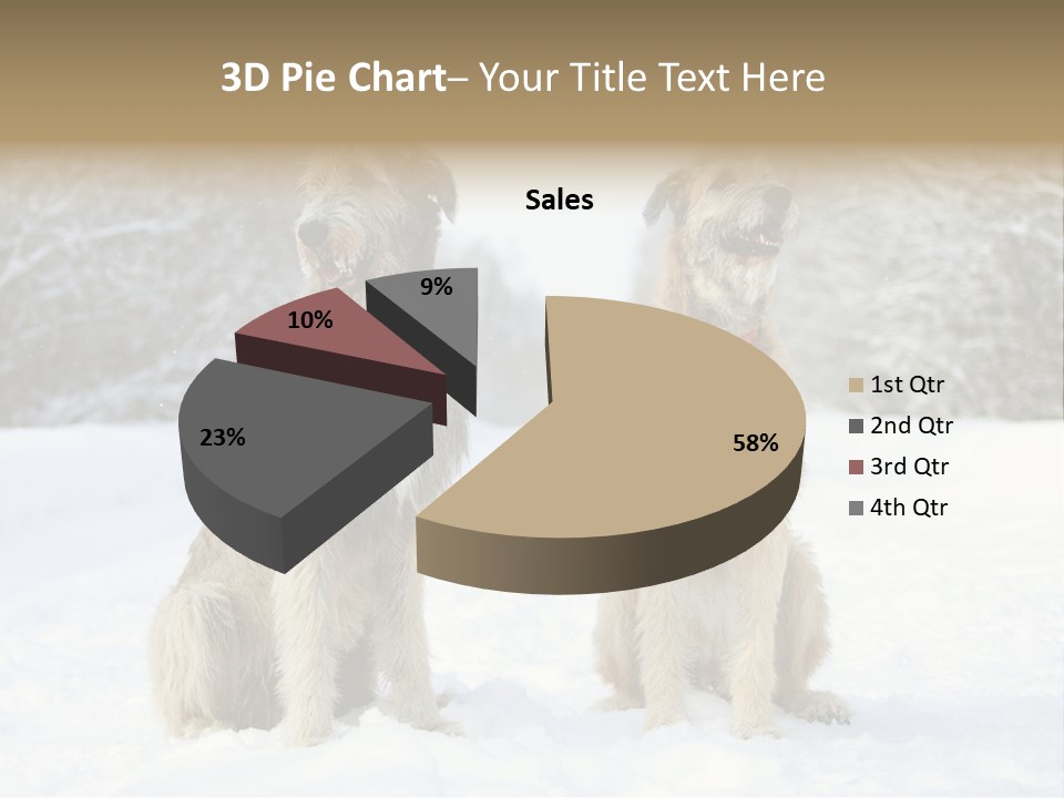Two Dogs Sitting In The Snow With Trees In The Background PowerPoint Template