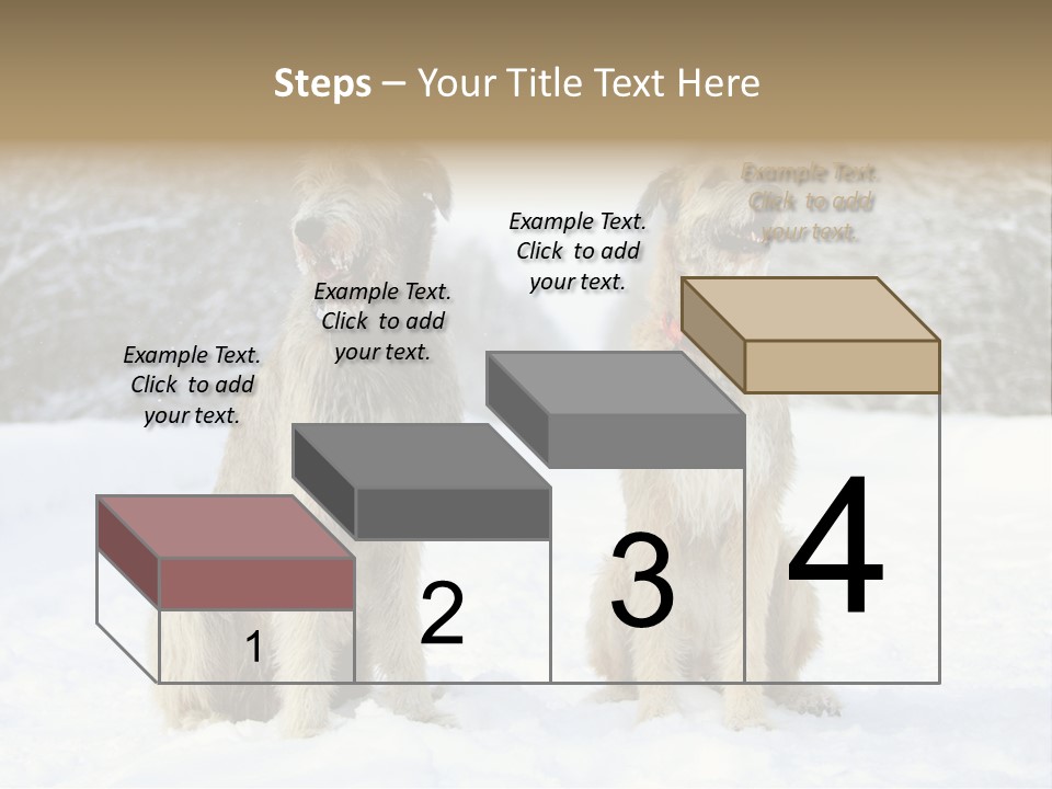 Two Dogs Sitting In The Snow With Trees In The Background PowerPoint Template