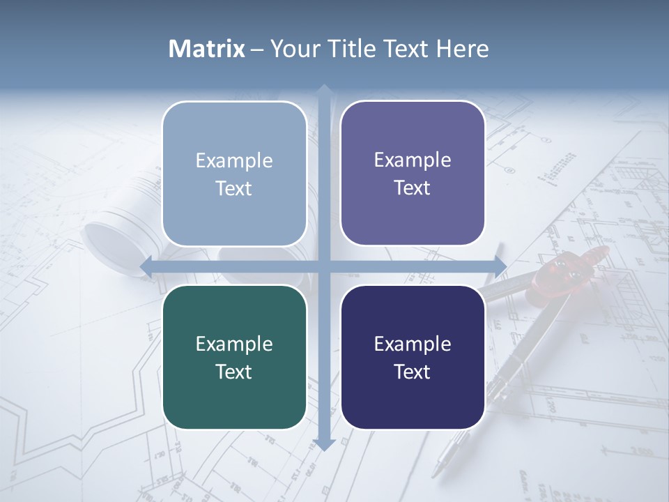 A Pair Of Scissors And Some Blueprints On A Table PowerPoint Template