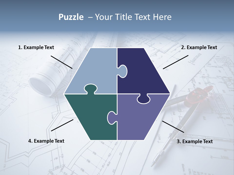 A Pair Of Scissors And Some Blueprints On A Table PowerPoint Template
