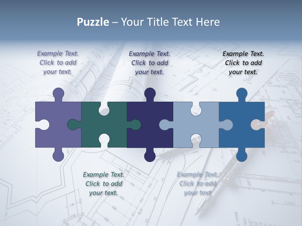 A Pair Of Scissors And Some Blueprints On A Table PowerPoint Template