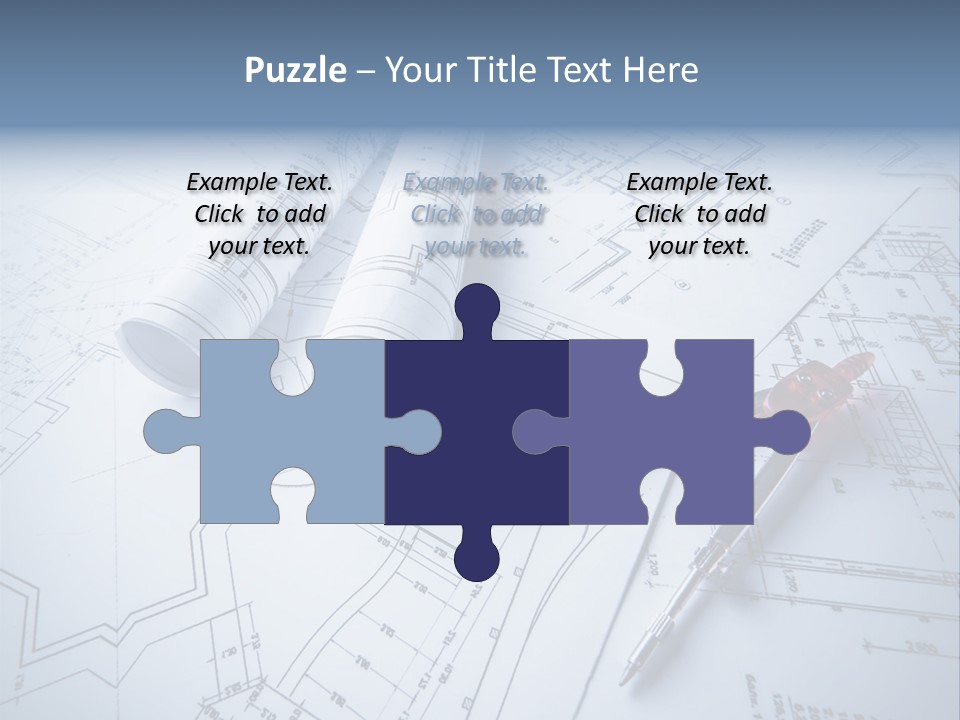 A Pair Of Scissors And Some Blueprints On A Table PowerPoint Template