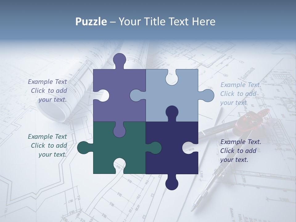 A Pair Of Scissors And Some Blueprints On A Table PowerPoint Template