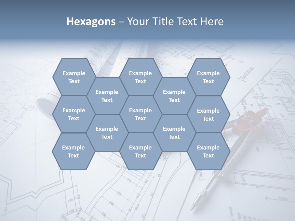 A Pair Of Scissors And Some Blueprints On A Table PowerPoint Template
