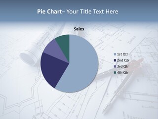 A Pair Of Scissors And Some Blueprints On A Table PowerPoint Template