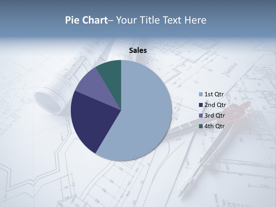 A Pair Of Scissors And Some Blueprints On A Table PowerPoint Template