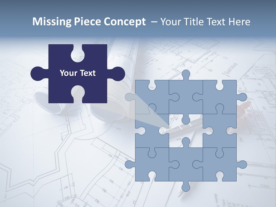 A Pair Of Scissors And Some Blueprints On A Table PowerPoint Template
