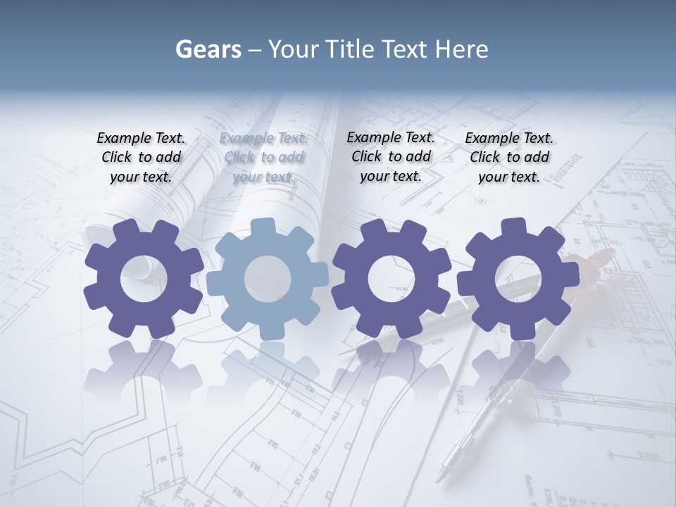 A Pair Of Scissors And Some Blueprints On A Table PowerPoint Template