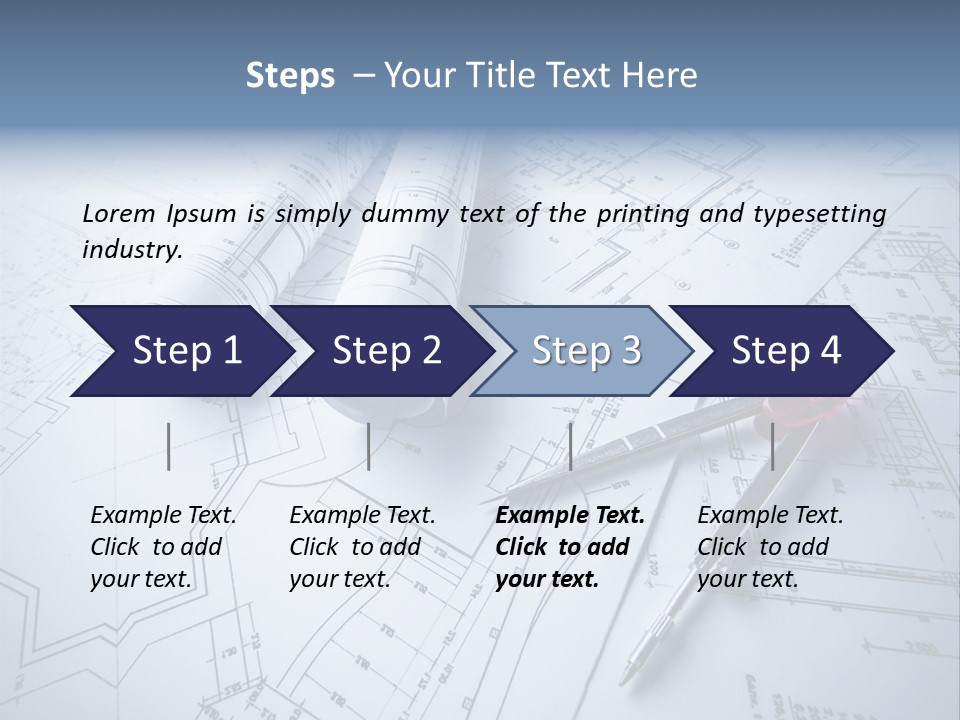 A Pair Of Scissors And Some Blueprints On A Table PowerPoint Template