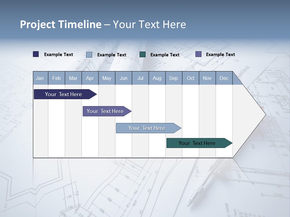 A Pair Of Scissors And Some Blueprints On A Table PowerPoint Template