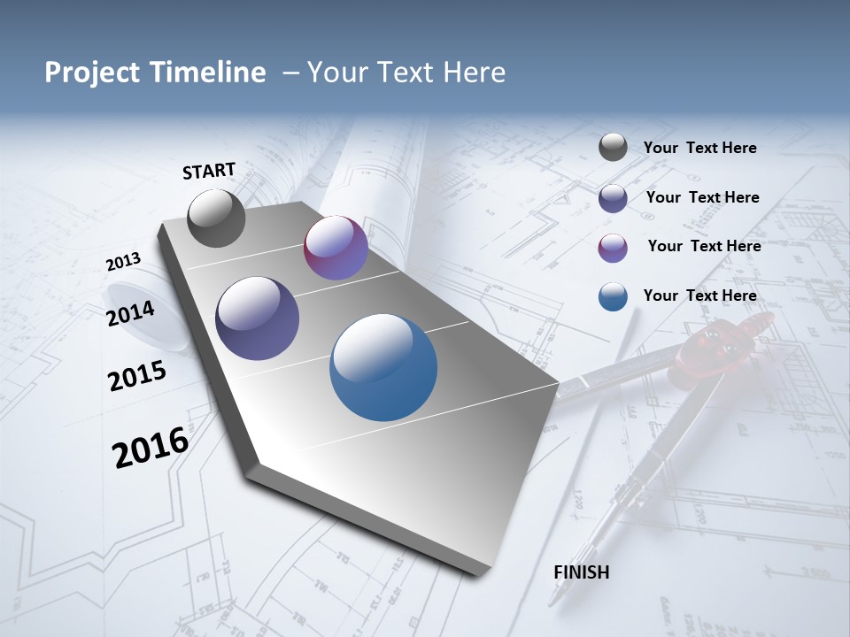 A Pair Of Scissors And Some Blueprints On A Table PowerPoint Template