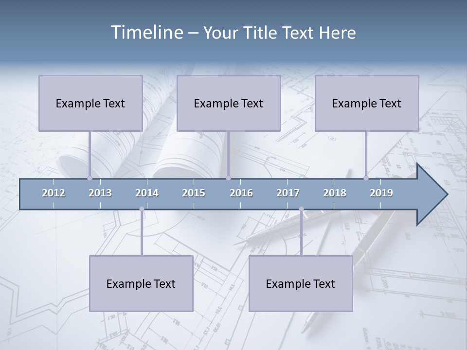 A Pair Of Scissors And Some Blueprints On A Table PowerPoint Template