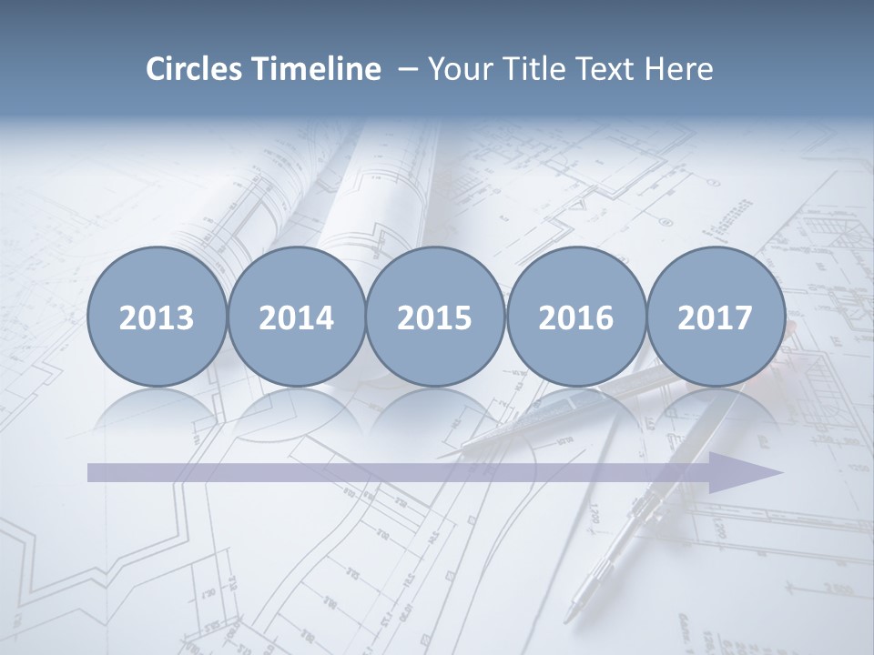 A Pair Of Scissors And Some Blueprints On A Table PowerPoint Template