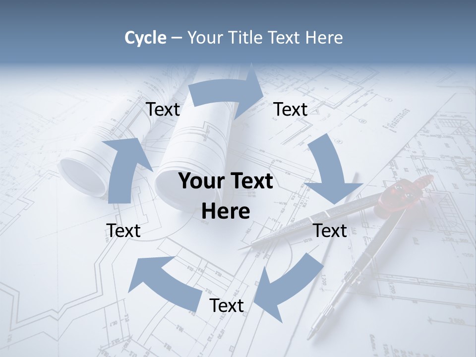 A Pair Of Scissors And Some Blueprints On A Table PowerPoint Template