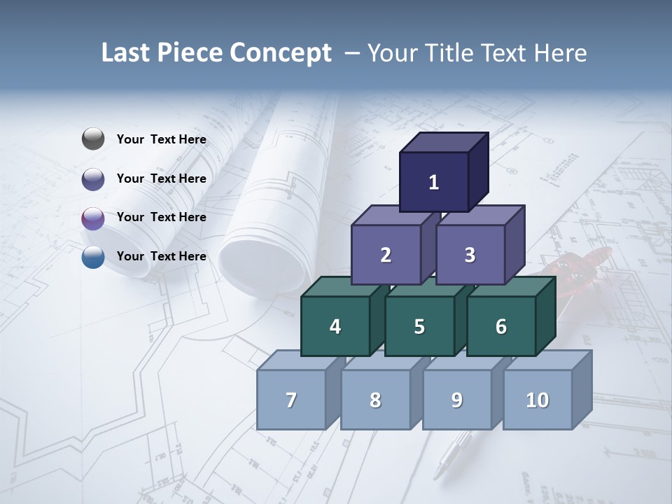 A Pair Of Scissors And Some Blueprints On A Table PowerPoint Template
