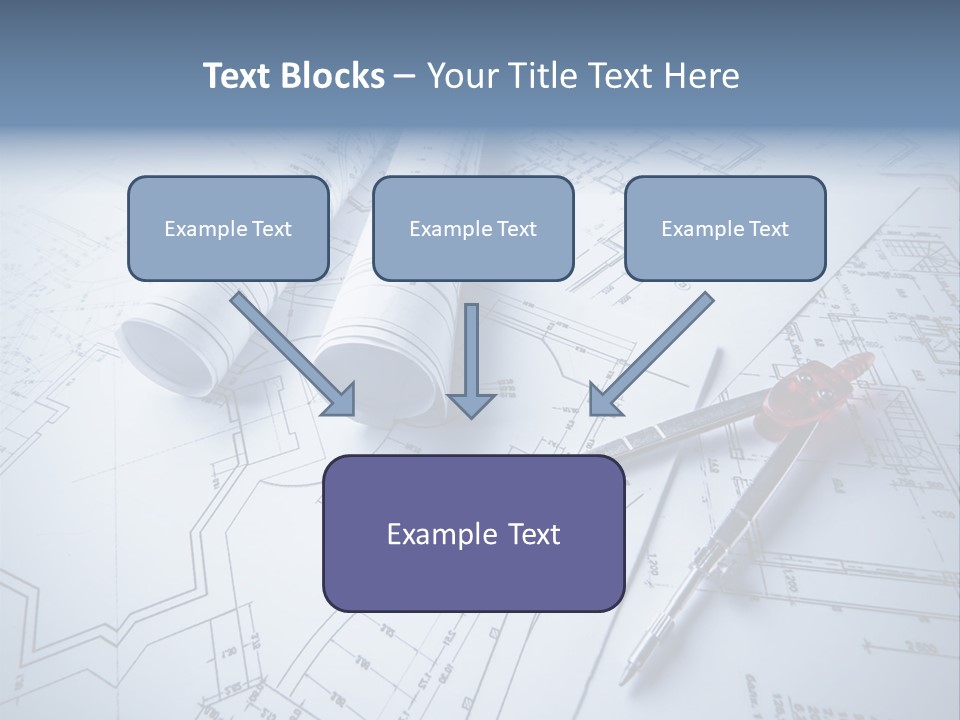 A Pair Of Scissors And Some Blueprints On A Table PowerPoint Template