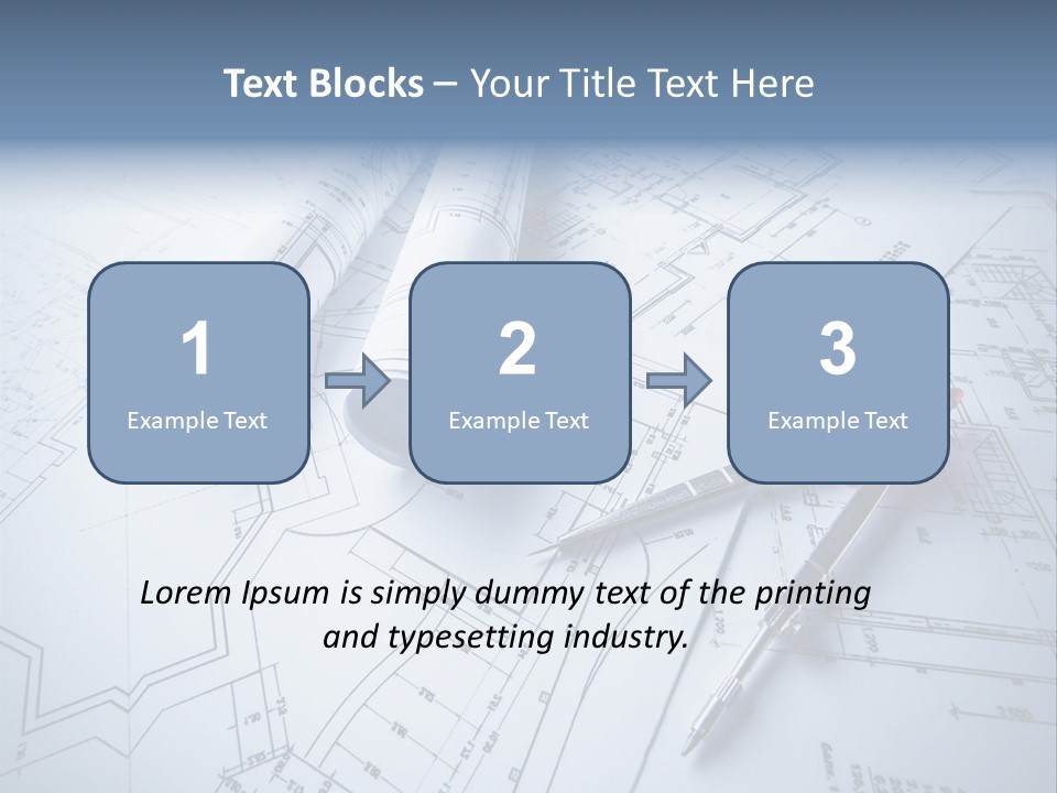 A Pair Of Scissors And Some Blueprints On A Table PowerPoint Template