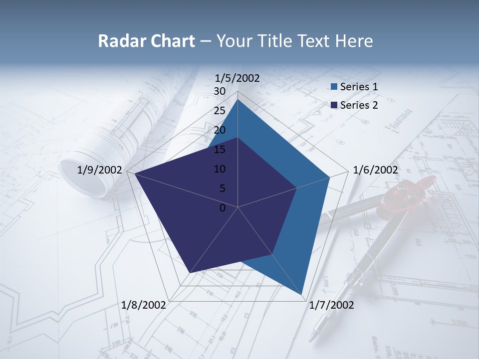 A Pair Of Scissors And Some Blueprints On A Table PowerPoint Template
