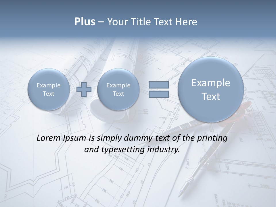 A Pair Of Scissors And Some Blueprints On A Table PowerPoint Template