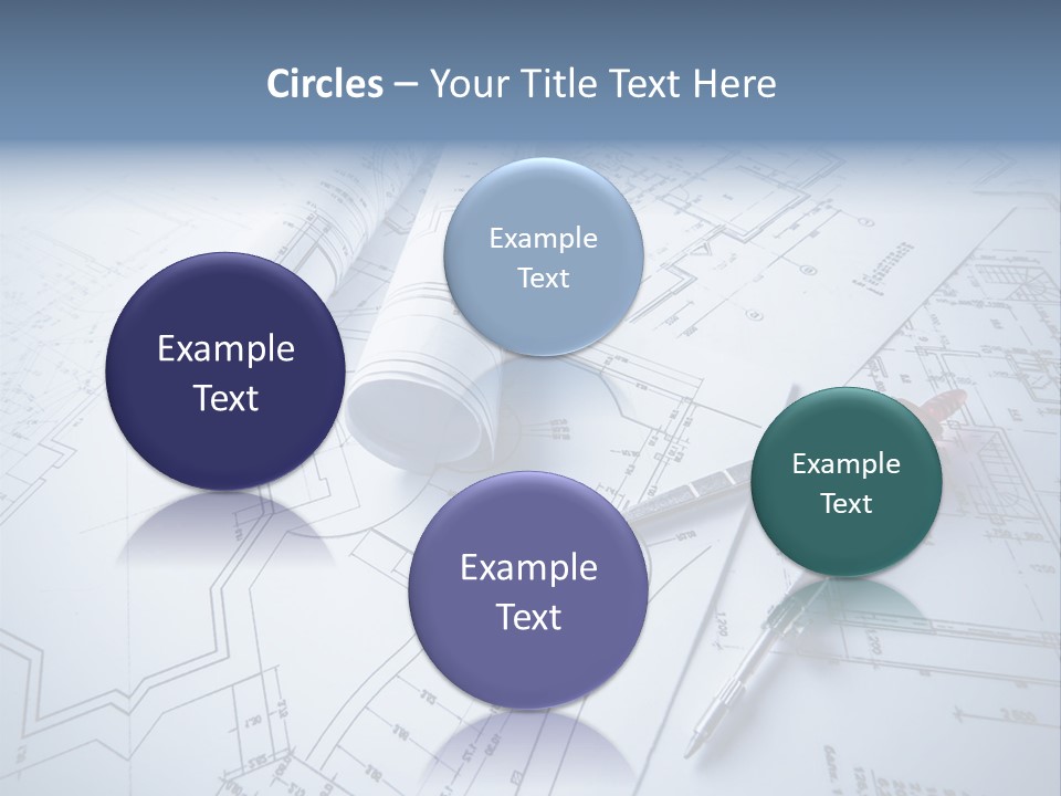 A Pair Of Scissors And Some Blueprints On A Table PowerPoint Template