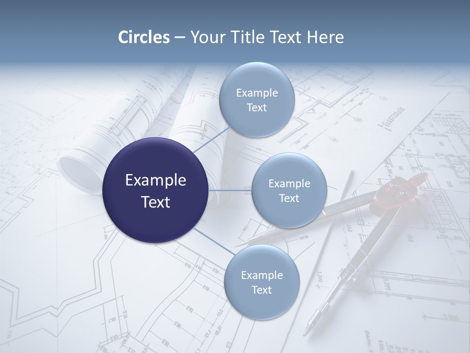 A Pair Of Scissors And Some Blueprints On A Table PowerPoint Template